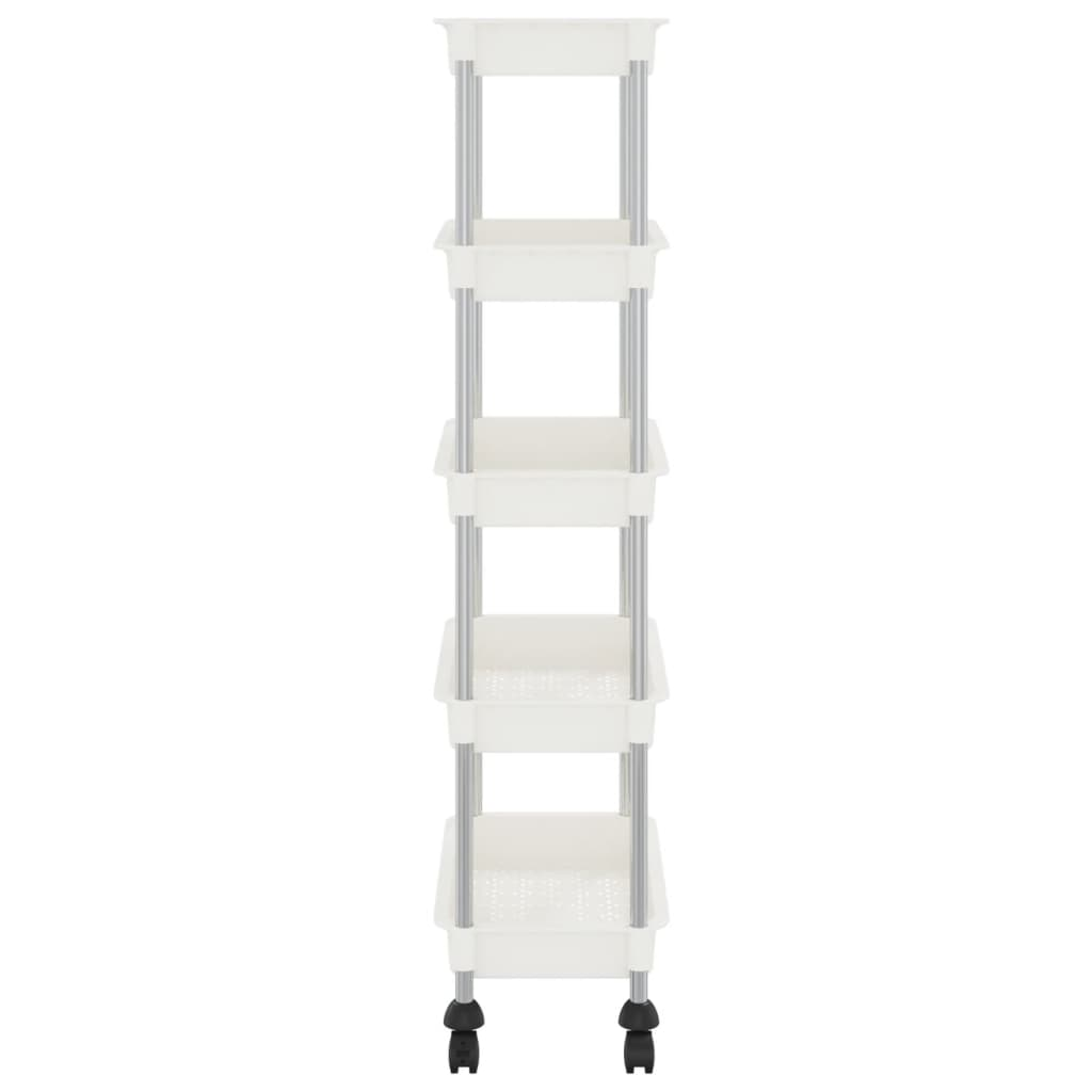 vidaXL 5-Tier Kitchen Trolley White 42x29x128 cm Iron and ABS