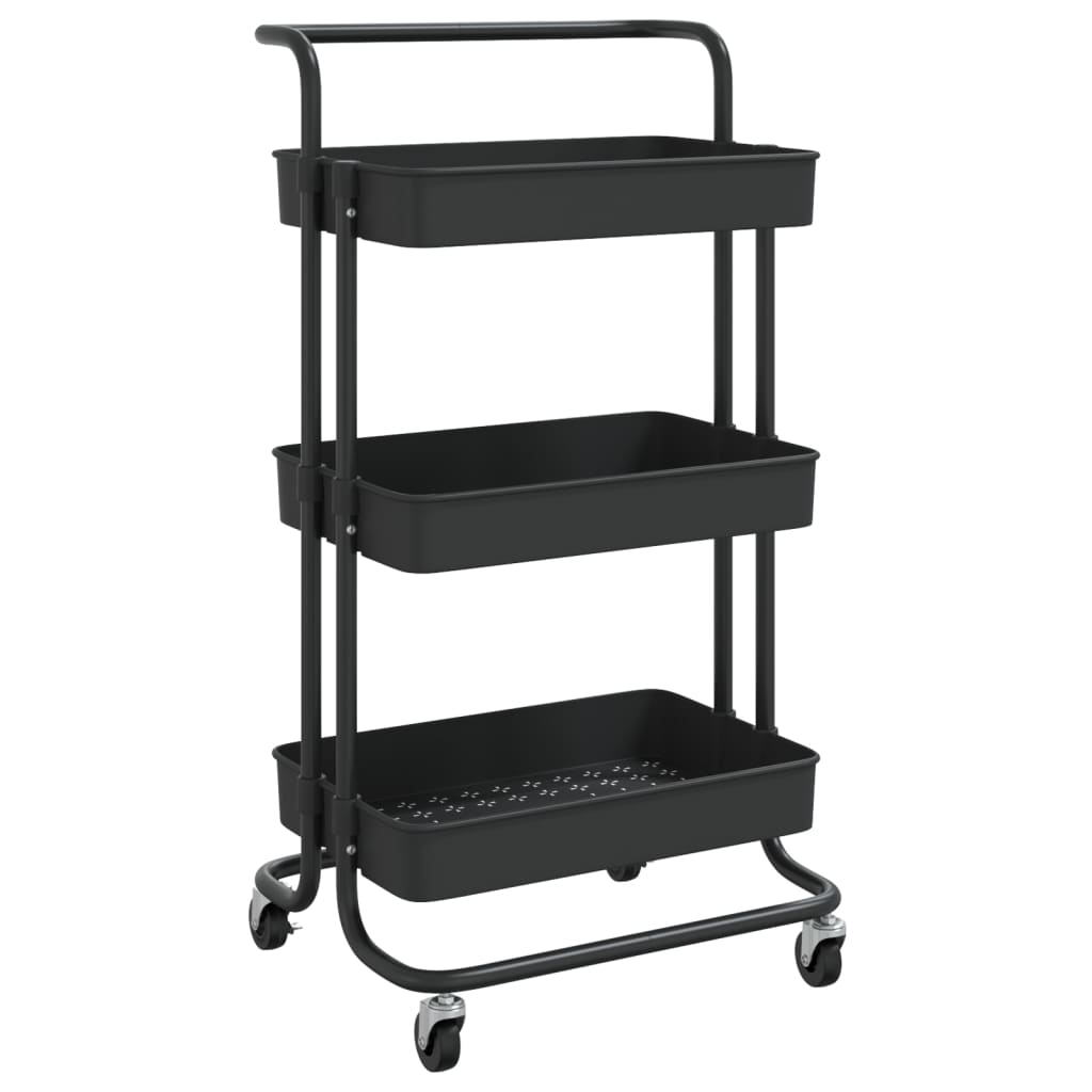 vidaXL 3-Tier Kitchen Trolley Black 42x35x85 cm Iron and ABS