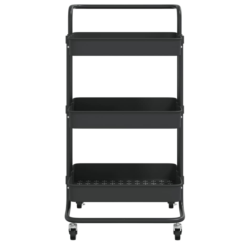 vidaXL 3-Tier Kitchen Trolley Black 42x35x85 cm Iron and ABS