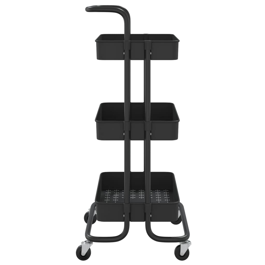 vidaXL 3-Tier Kitchen Trolley Black 42x35x85 cm Iron and ABS