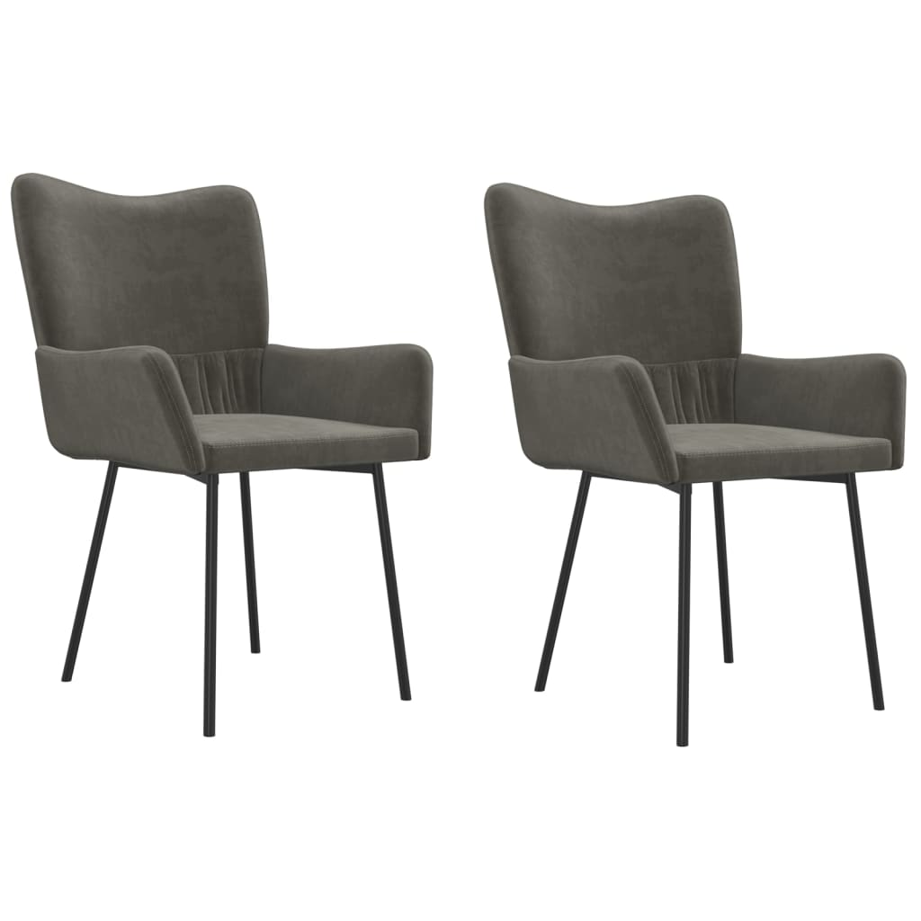 vidaXL Dining Chairs 2 pcs Dark Grey Velvet