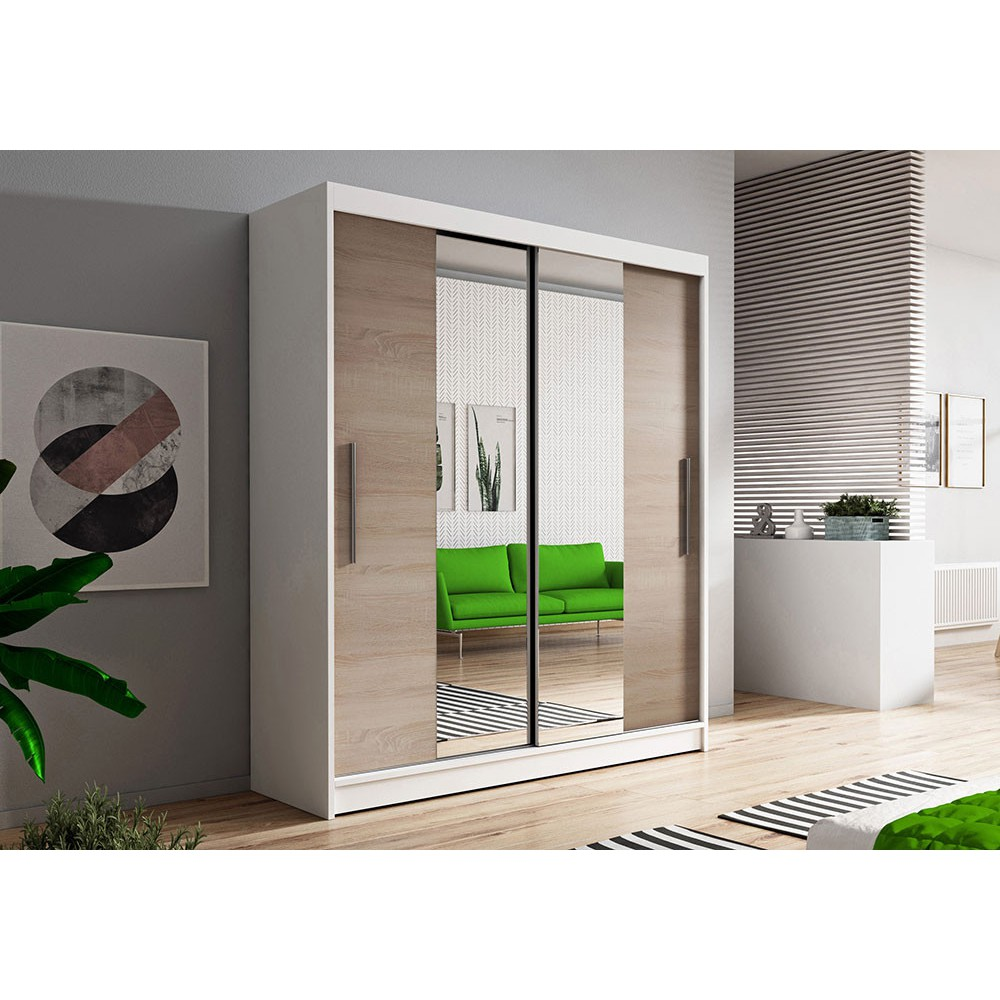 Wardrobe Sliding Doors VISTA01 Mirror Hanging Rail Shelves