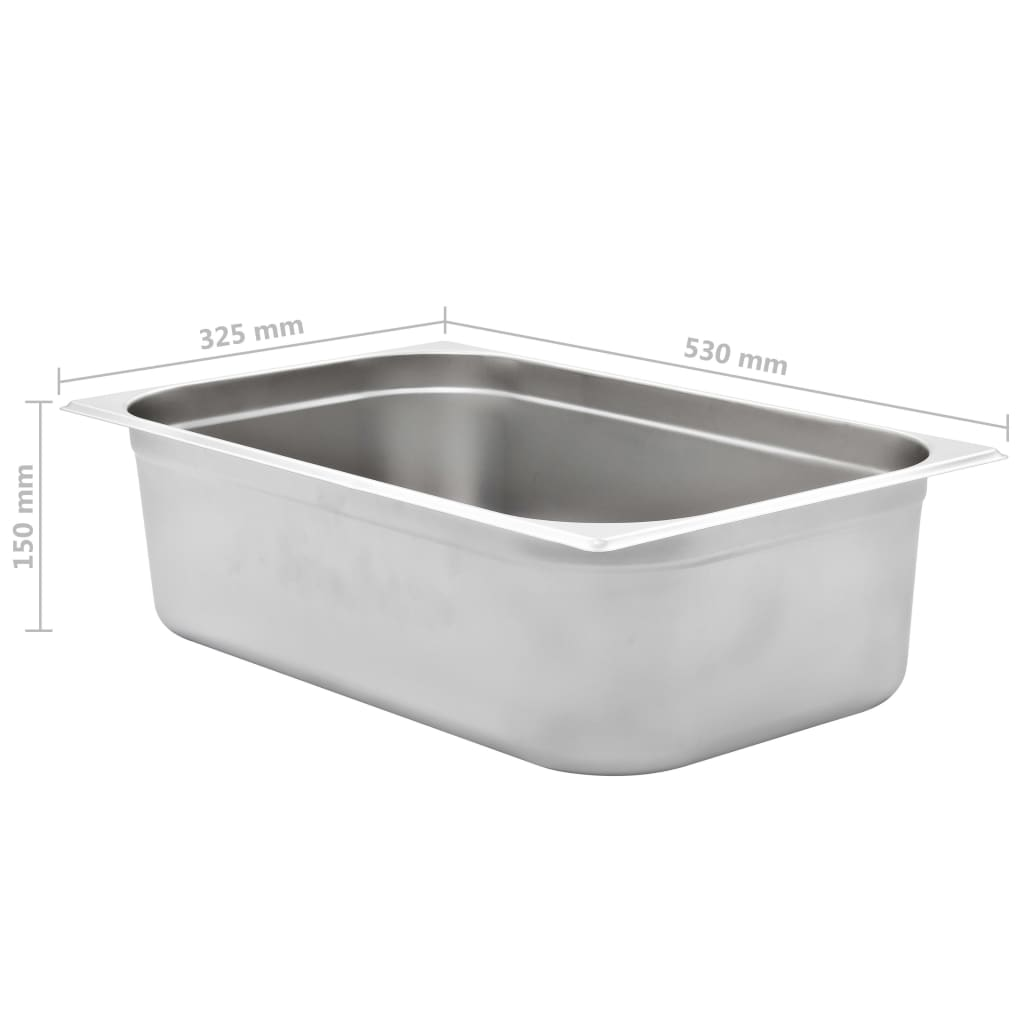 vidaXL Gastronorm Containers 2 pcs GN 1/1 150 mm Stainless Steel