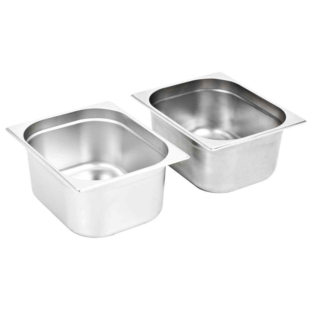 vidaXL Gastronorm Containers 2 pcs GN 1/2 150 mm Stainless Steel