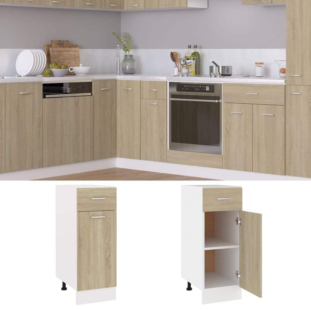 vidaXL Drawer Bottom Cabinet Sonoma Oak 30x46x81.5 cm Engineered Wood