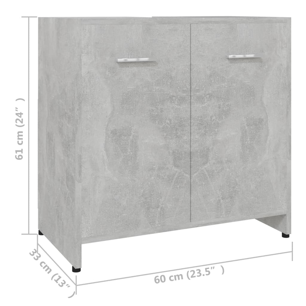 vidaXL Bathroom Cabinet Concrete Grey 60x33x61 cm Engineered Wood