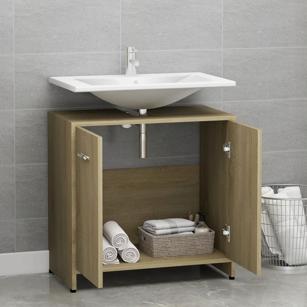 vidaXL Bathroom Cabinet Sonoma Oak 60x33x61 cm Engineered Wood