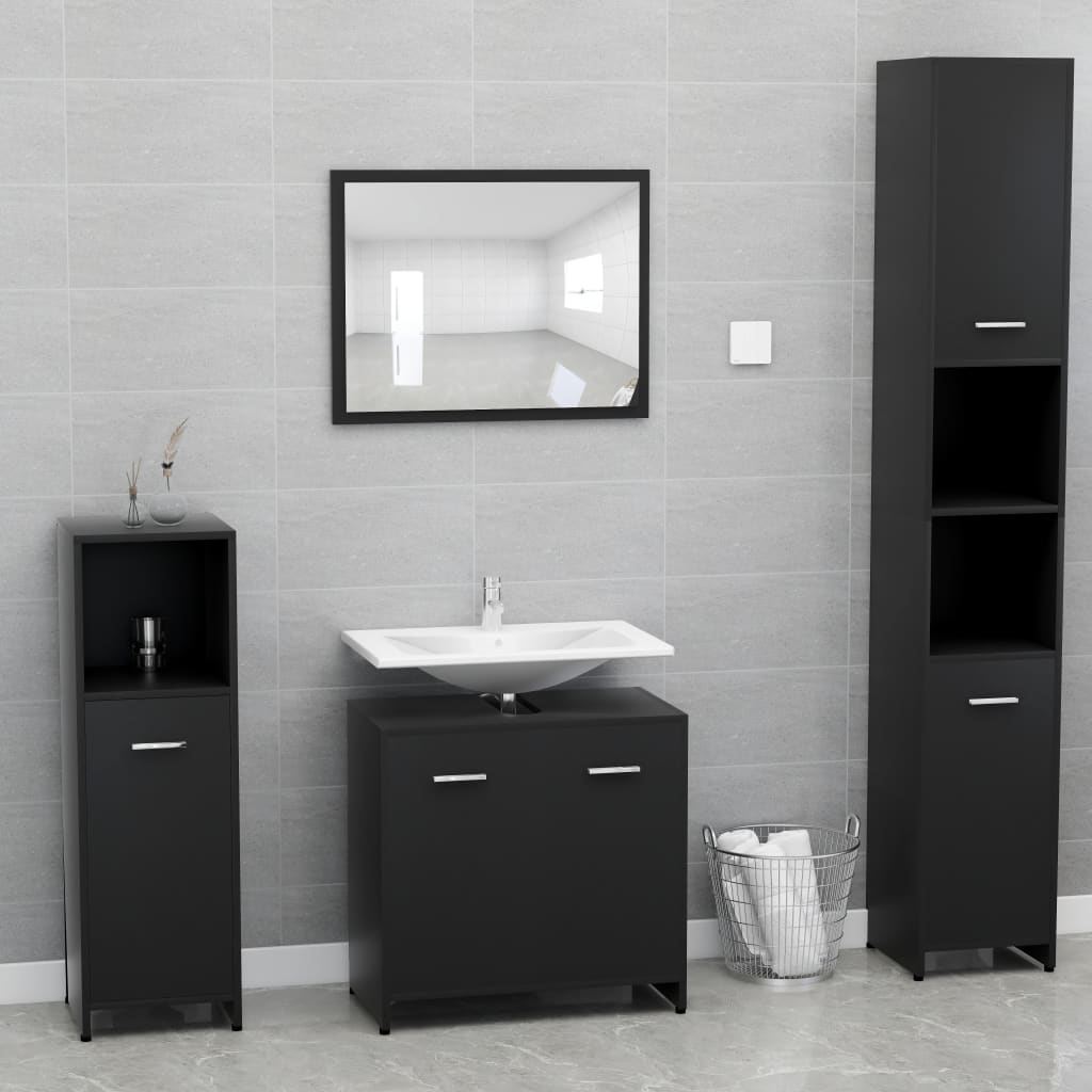 vidaXL Bathroom Cabinet Black 60x33x61 cm Engineered Wood