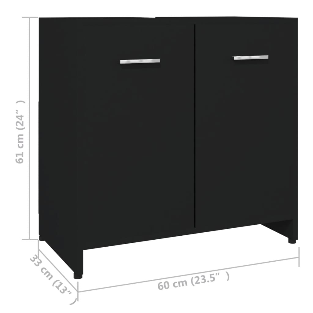 vidaXL Bathroom Cabinet Black 60x33x61 cm Engineered Wood