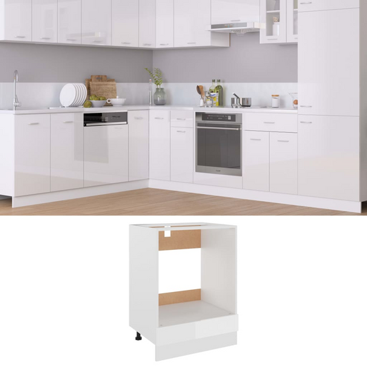 vidaXL Oven Cabinet High Gloss White 60x46x81.5 cm Engineered Wood