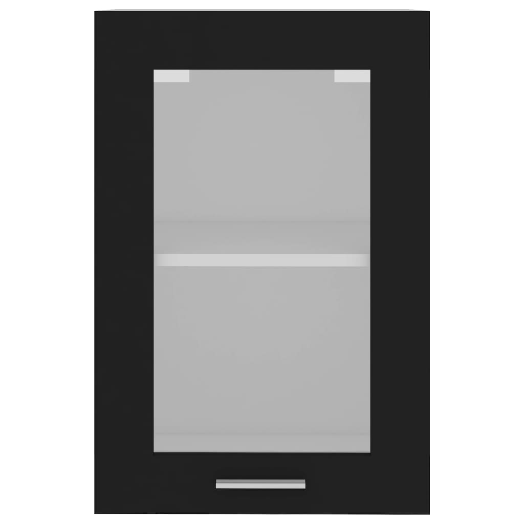 vidaXL Hanging Glass Cabinet Black 40x31x60 cm Engineered Wood