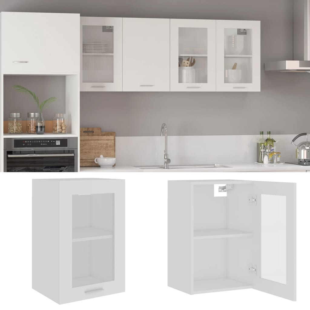 vidaXL Hanging Glass Cabinet White 40x31x60 cm Engineered Wood