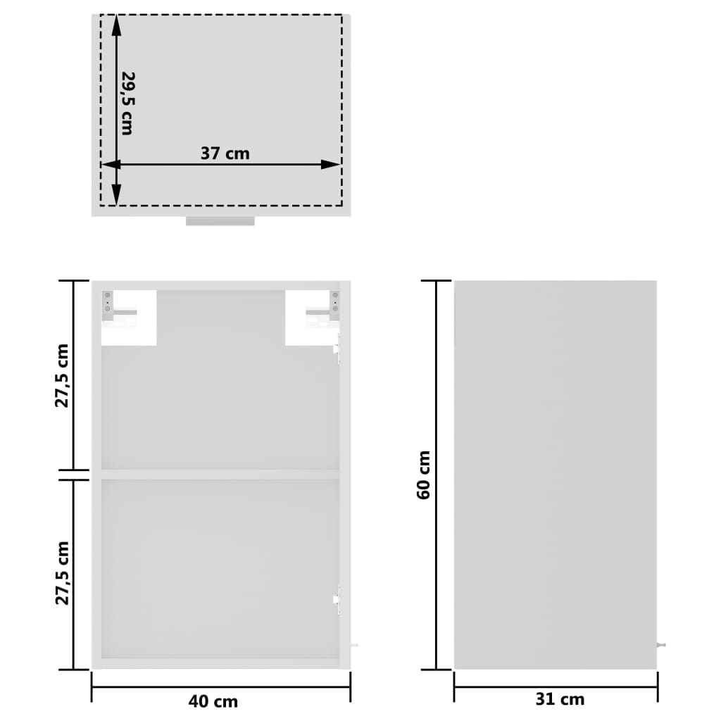 vidaXL Hanging Glass Cabinet White 40x31x60 cm Engineered Wood