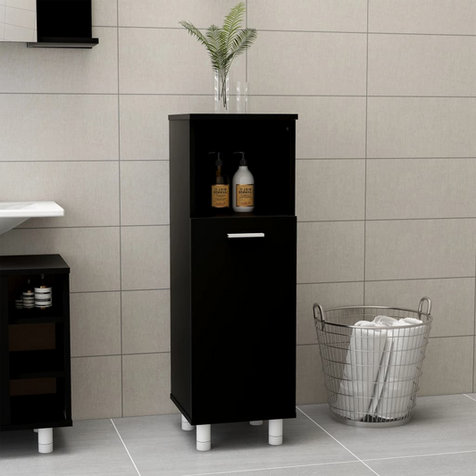 vidaXL Bathroom Cabinet Black 30x30x95 cm Engineered Wood