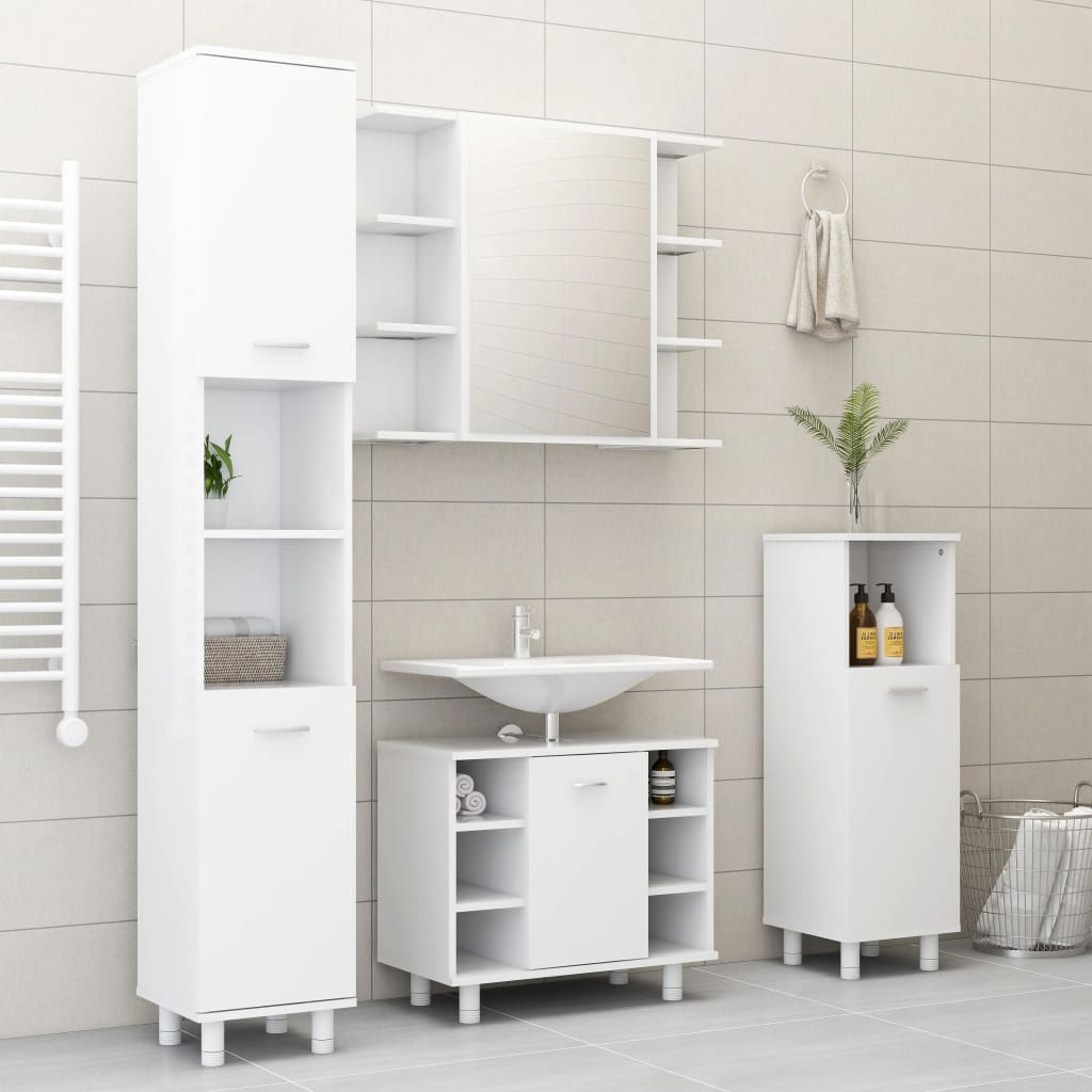 vidaXL Bathroom Cabinet White 30x30x95 cm Engineered Wood