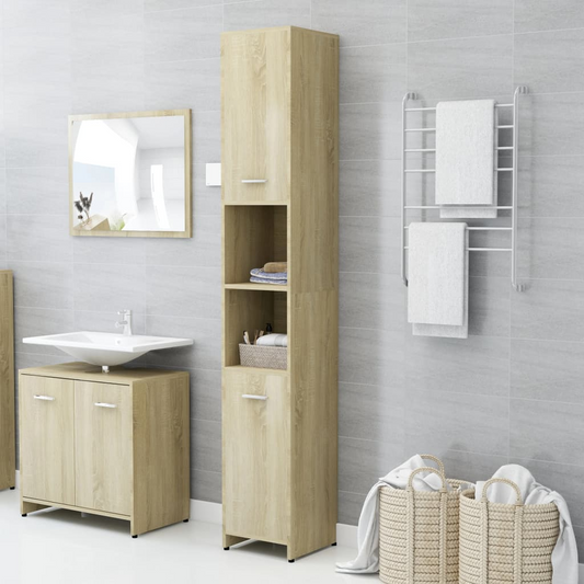 vidaXL Bathroom Cabinet Sonoma Oak 30x30x183.5 cm Engineered Wood