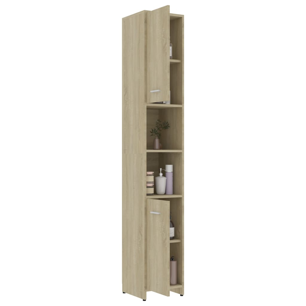 vidaXL Bathroom Cabinet Sonoma Oak 30x30x183.5 cm Engineered Wood