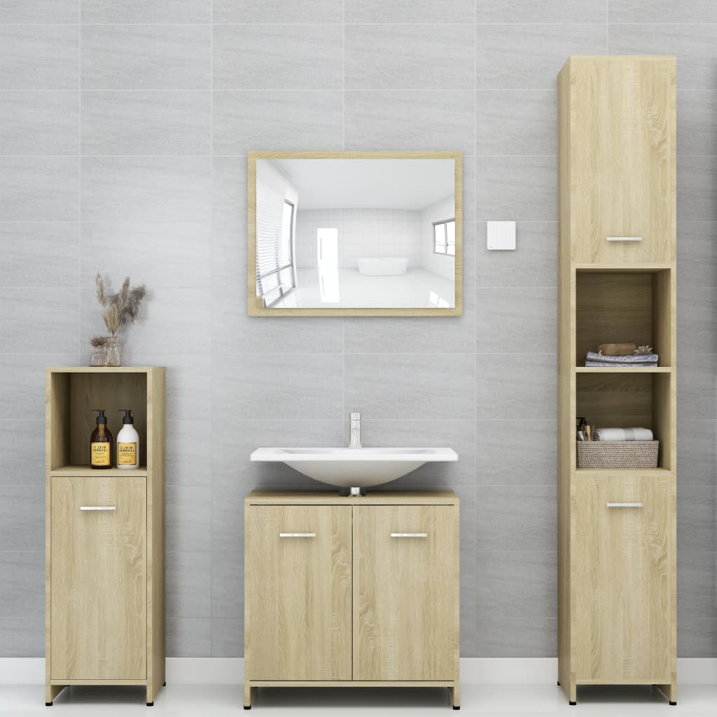 vidaXL Bathroom Cabinet Sonoma Oak 30x30x183.5 cm Engineered Wood