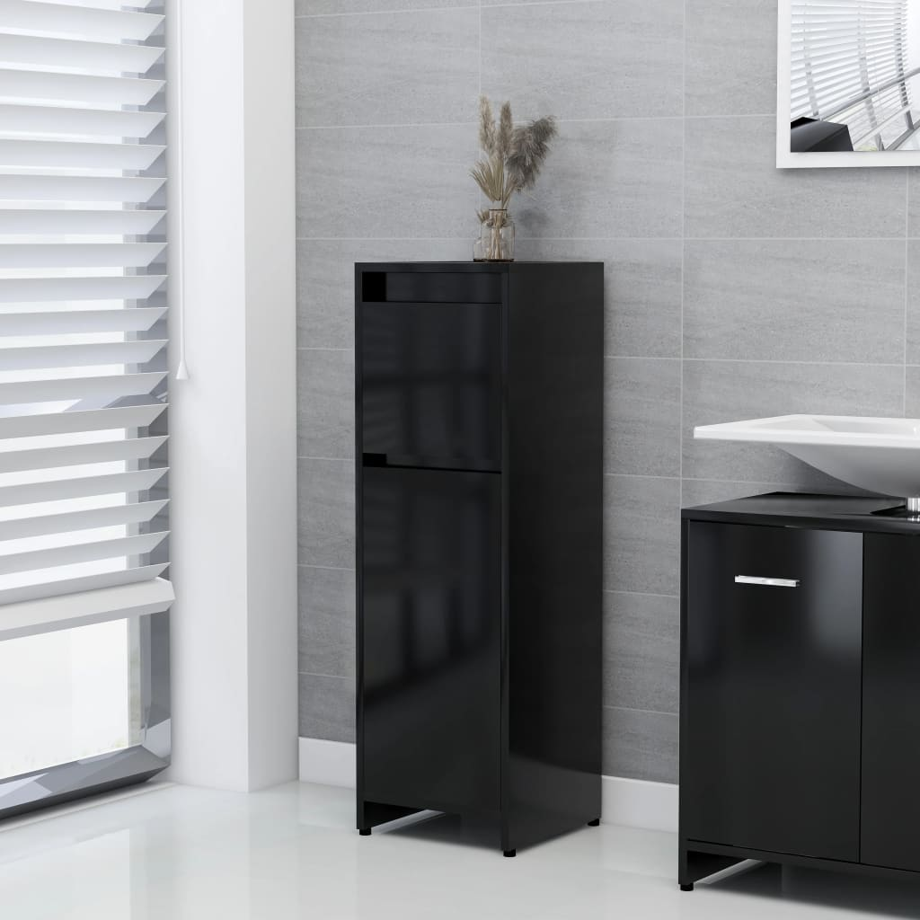 vidaXL Bathroom Cabinet Black 30x30x95 cm Engineered Wood