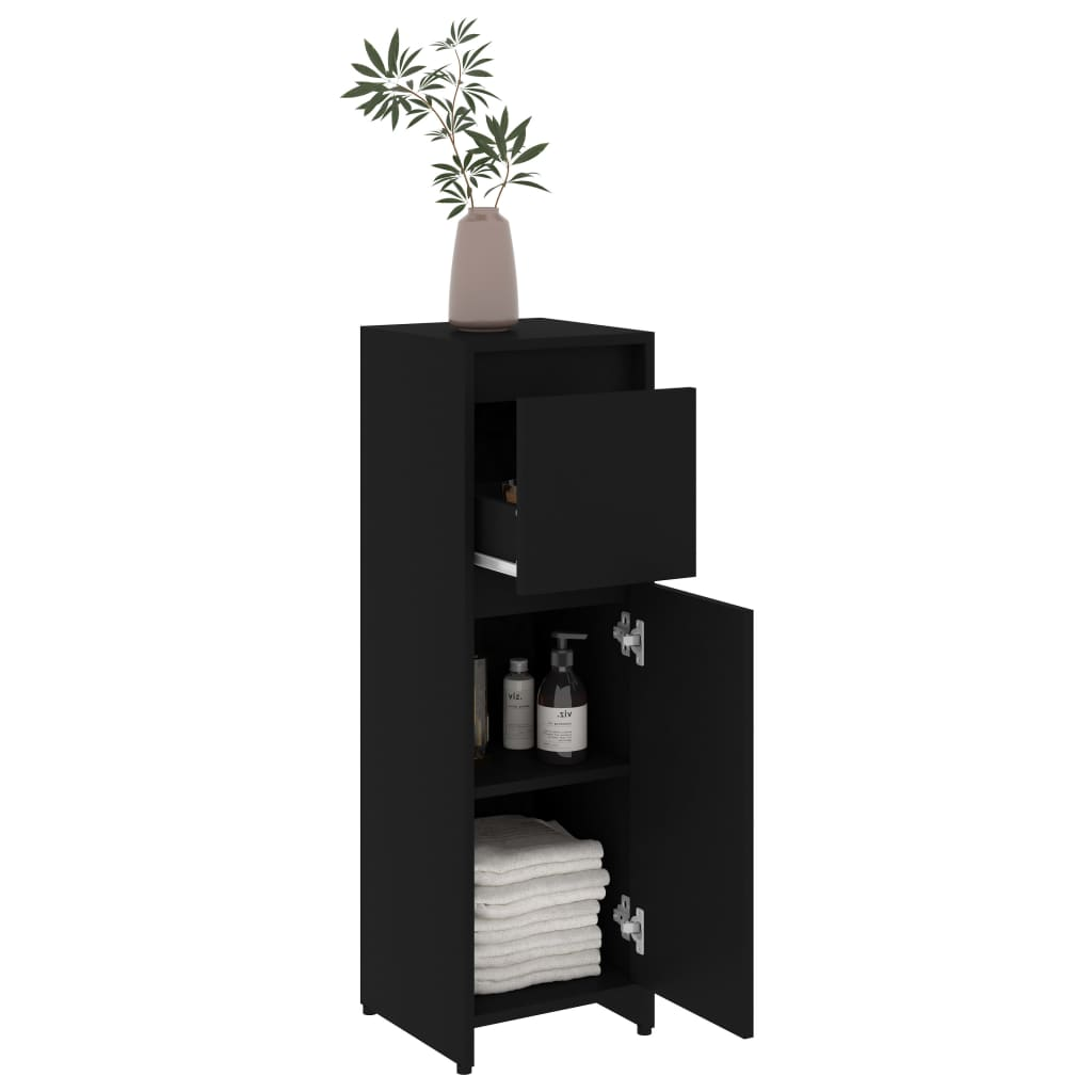 vidaXL Bathroom Cabinet Black 30x30x95 cm Engineered Wood