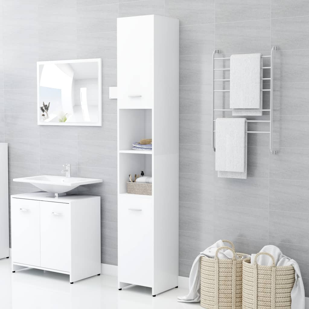 vidaXL Bathroom Cabinet White 30x30x183.5 cm Engineered Wood