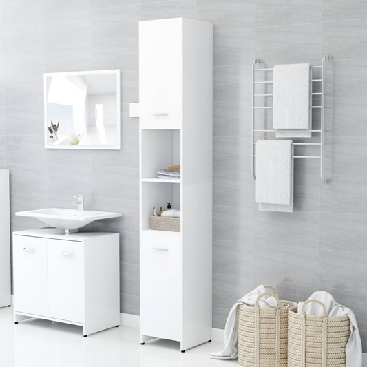 vidaXL Bathroom Cabinet White 30x30x183.5 cm Engineered Wood