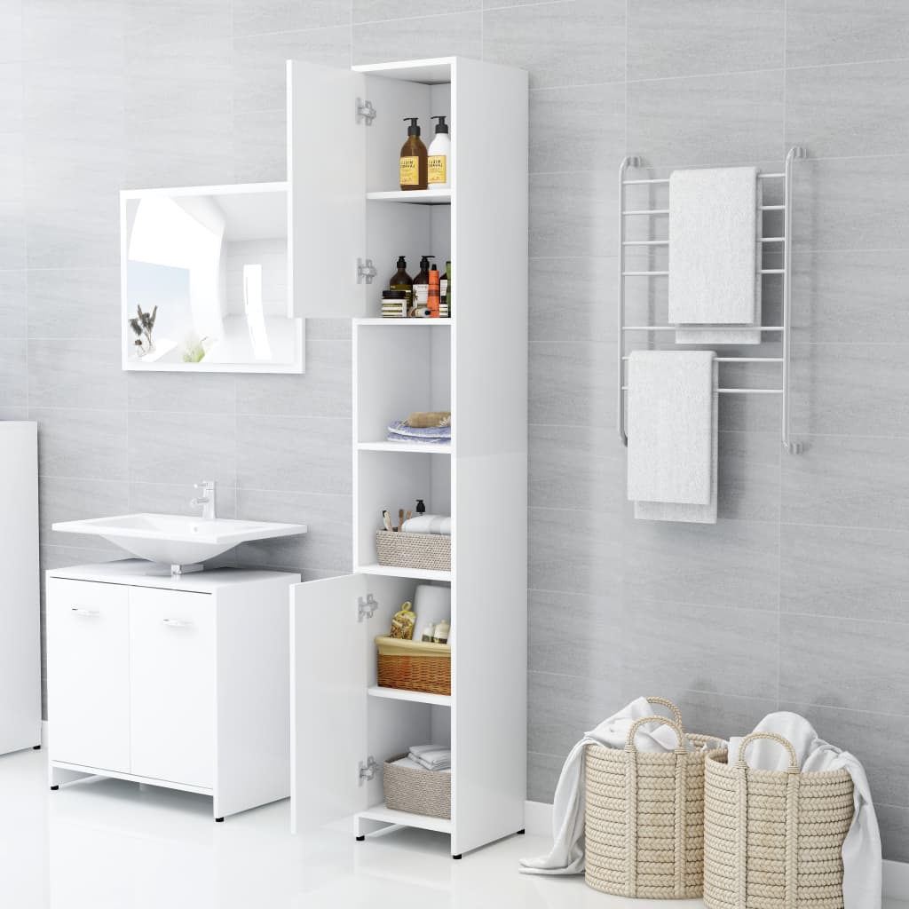 vidaXL Bathroom Cabinet White 30x30x183.5 cm Engineered Wood