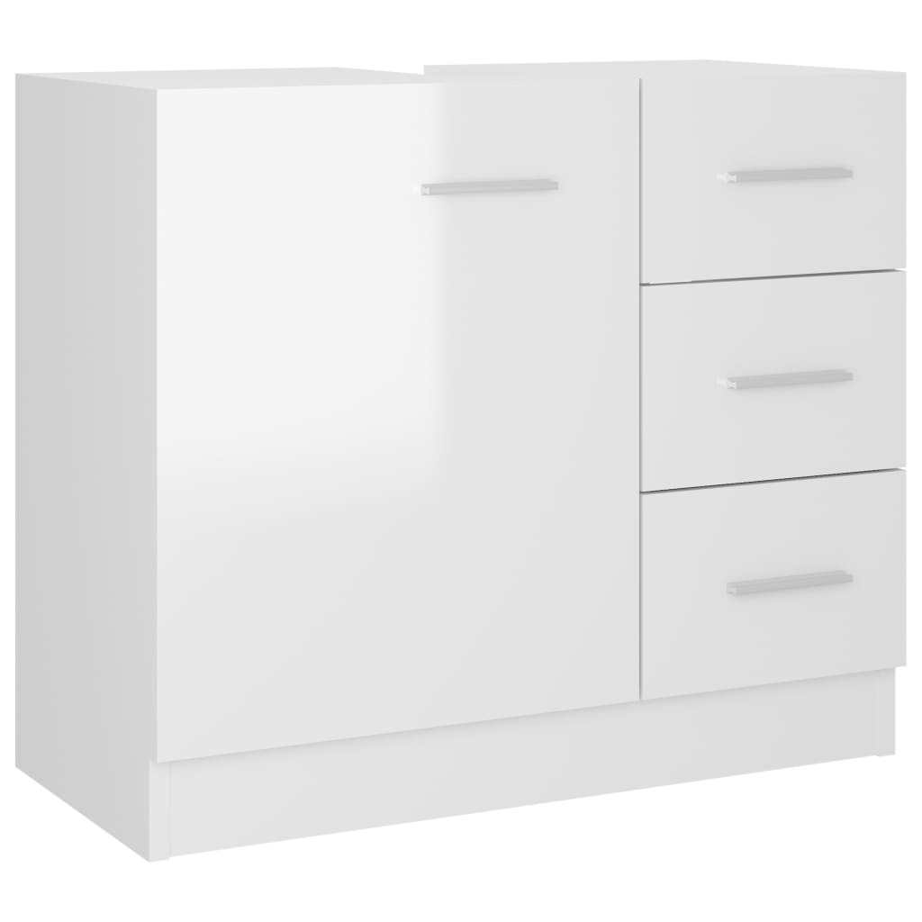 vidaXL Sink Cabinet High Gloss White 63x30x54 cm Engineered Wood