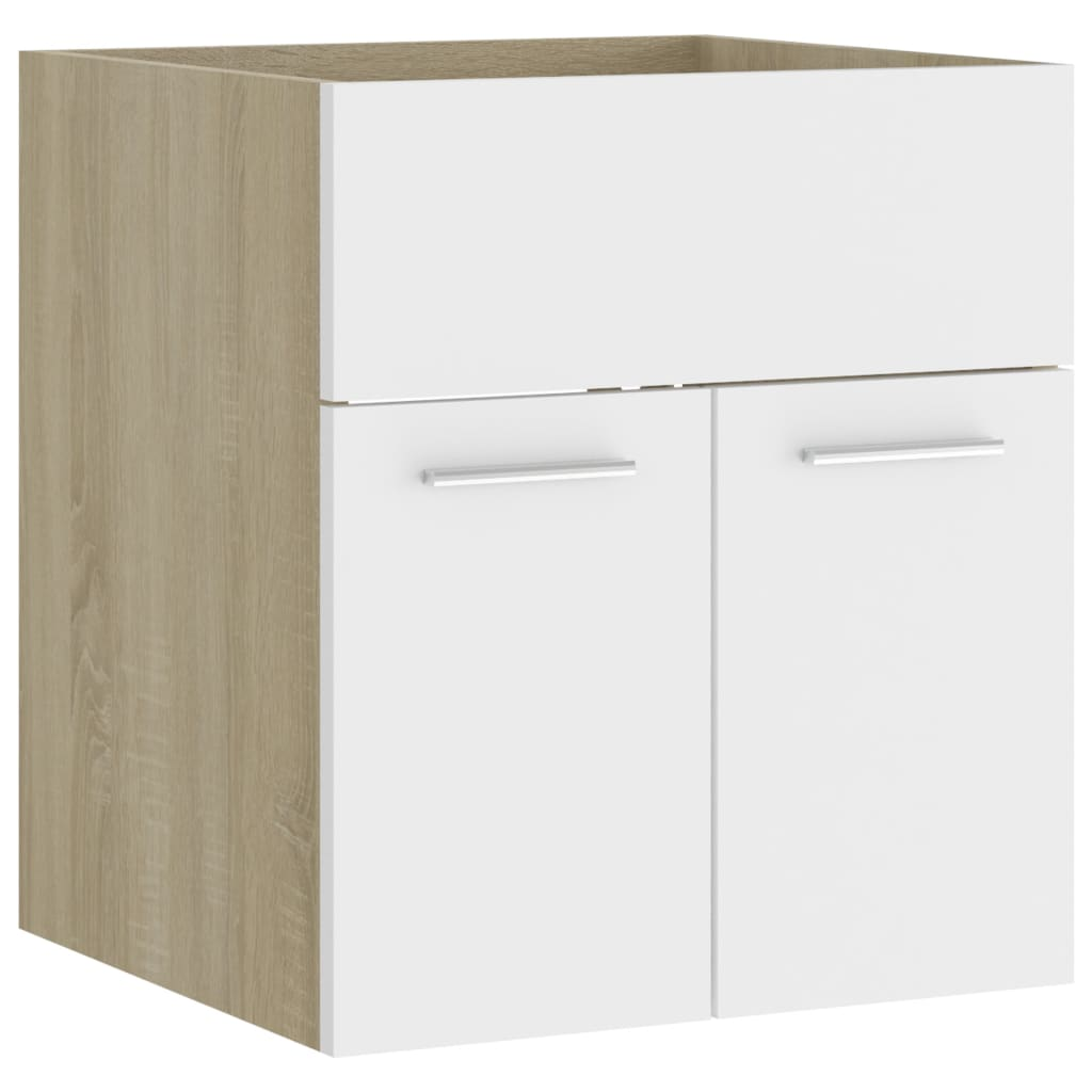 vidaXL Sink Cabinet White and Sonoma Oak 41x38.5x46 cm Engineered Wood