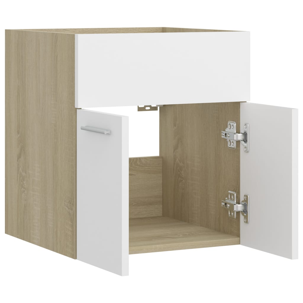 vidaXL Sink Cabinet White and Sonoma Oak 41x38.5x46 cm Engineered Wood