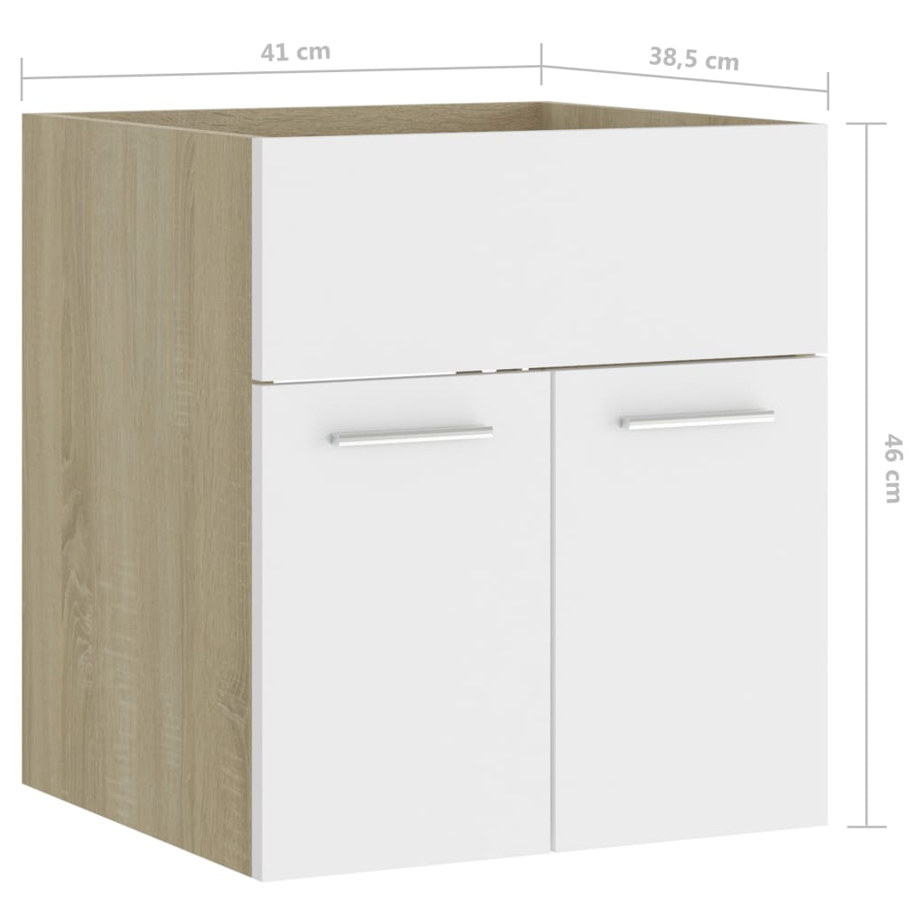 vidaXL Sink Cabinet White and Sonoma Oak 41x38.5x46 cm Engineered Wood