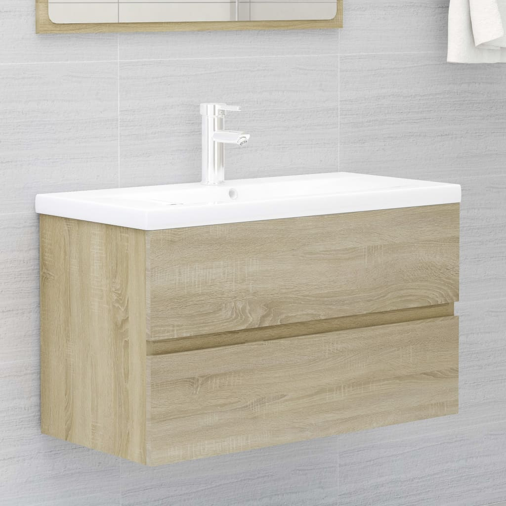 vidaXL Sink Cabinet Sonoma Oak 80x38.5x45 cm Engineered Wood