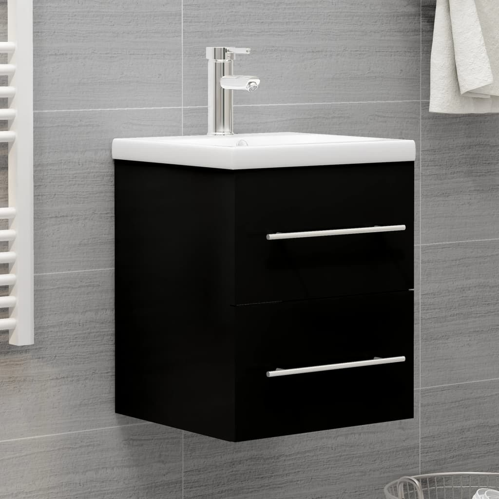 vidaXL Sink Cabinet Black 41x38.5x48 cm Engineered Wood