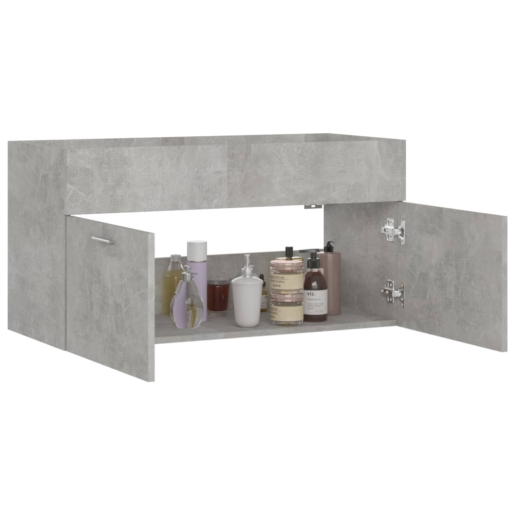 vidaXL Sink Cabinet Concrete Grey 90x38.5x46 cm Engineered Wood