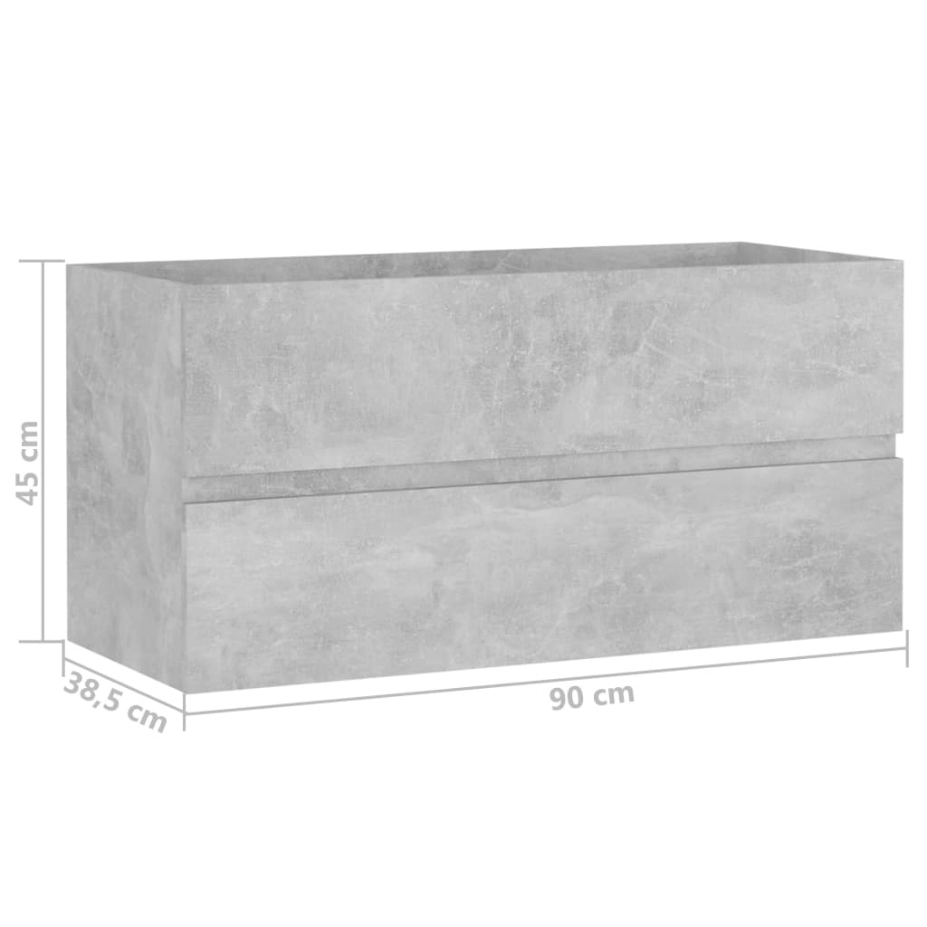 vidaXL Sink Cabinet Concrete Grey 90x38.5x45 cm Engineered Wood