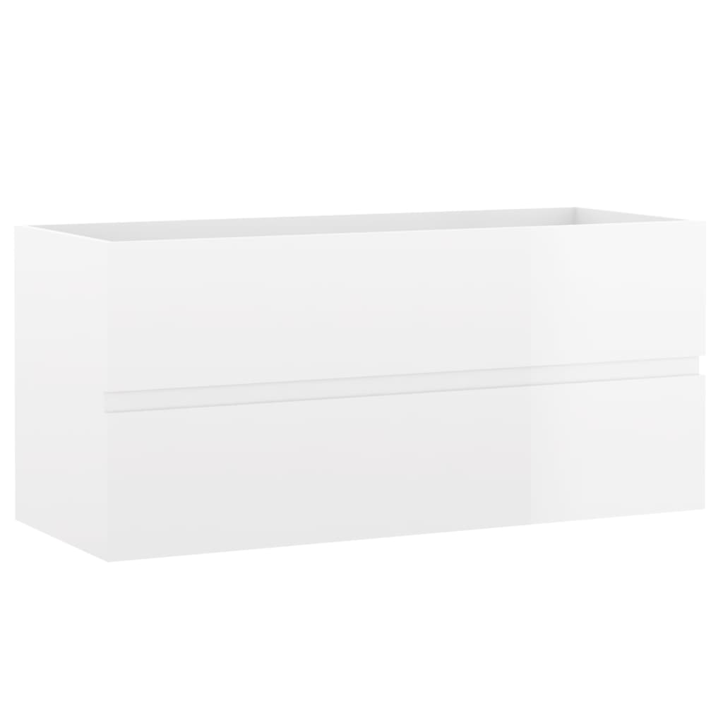 vidaXL Sink Cabinet High Gloss White 100x38.5x45 cm Engineered Wood