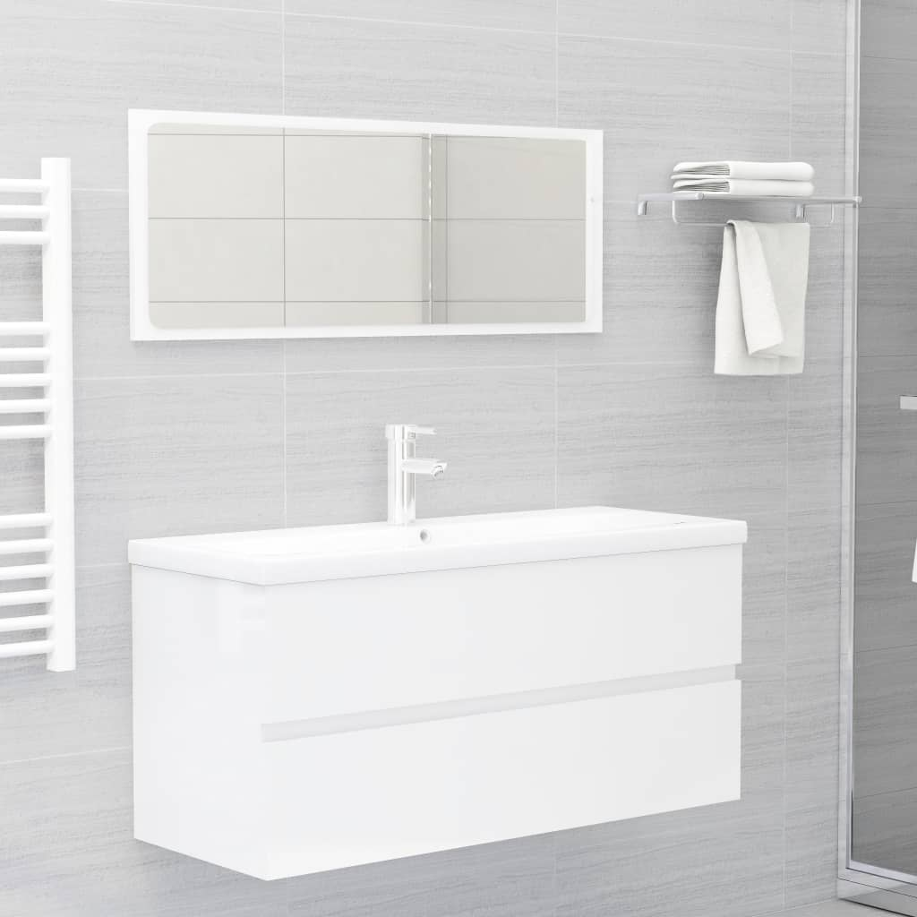 vidaXL Sink Cabinet High Gloss White 100x38.5x45 cm Engineered Wood