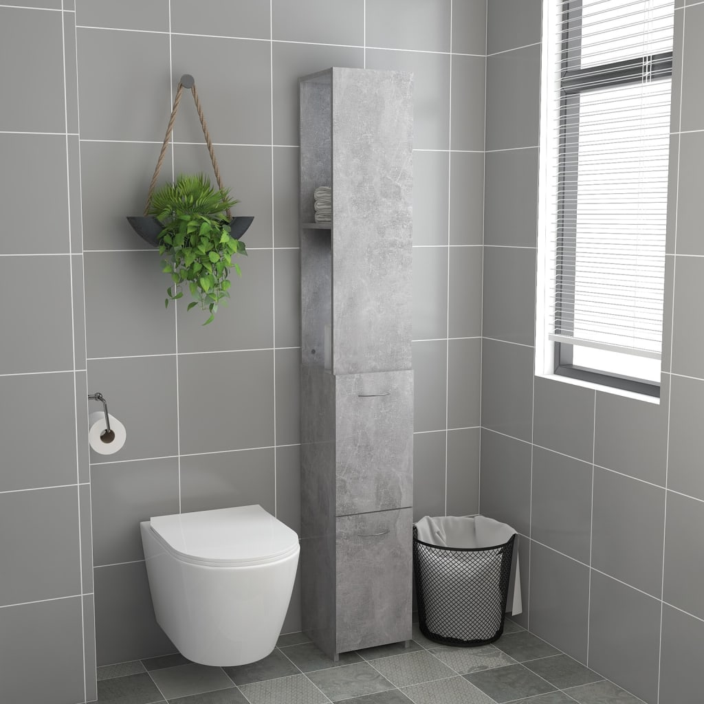 vidaXL Bathroom Cabinet Concrete Grey 25x26.5x170 cm Engineered Wood