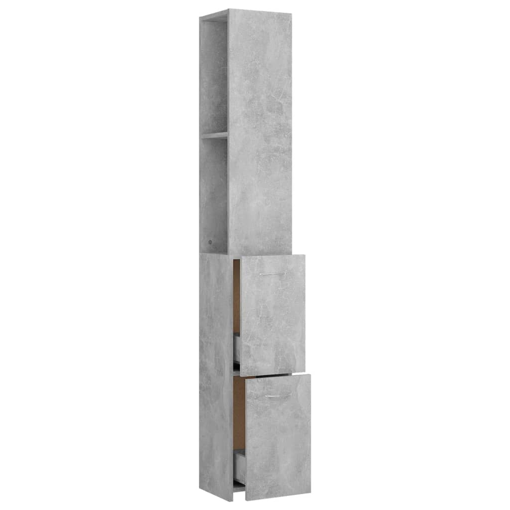 vidaXL Bathroom Cabinet Concrete Grey 25x26.5x170 cm Engineered Wood