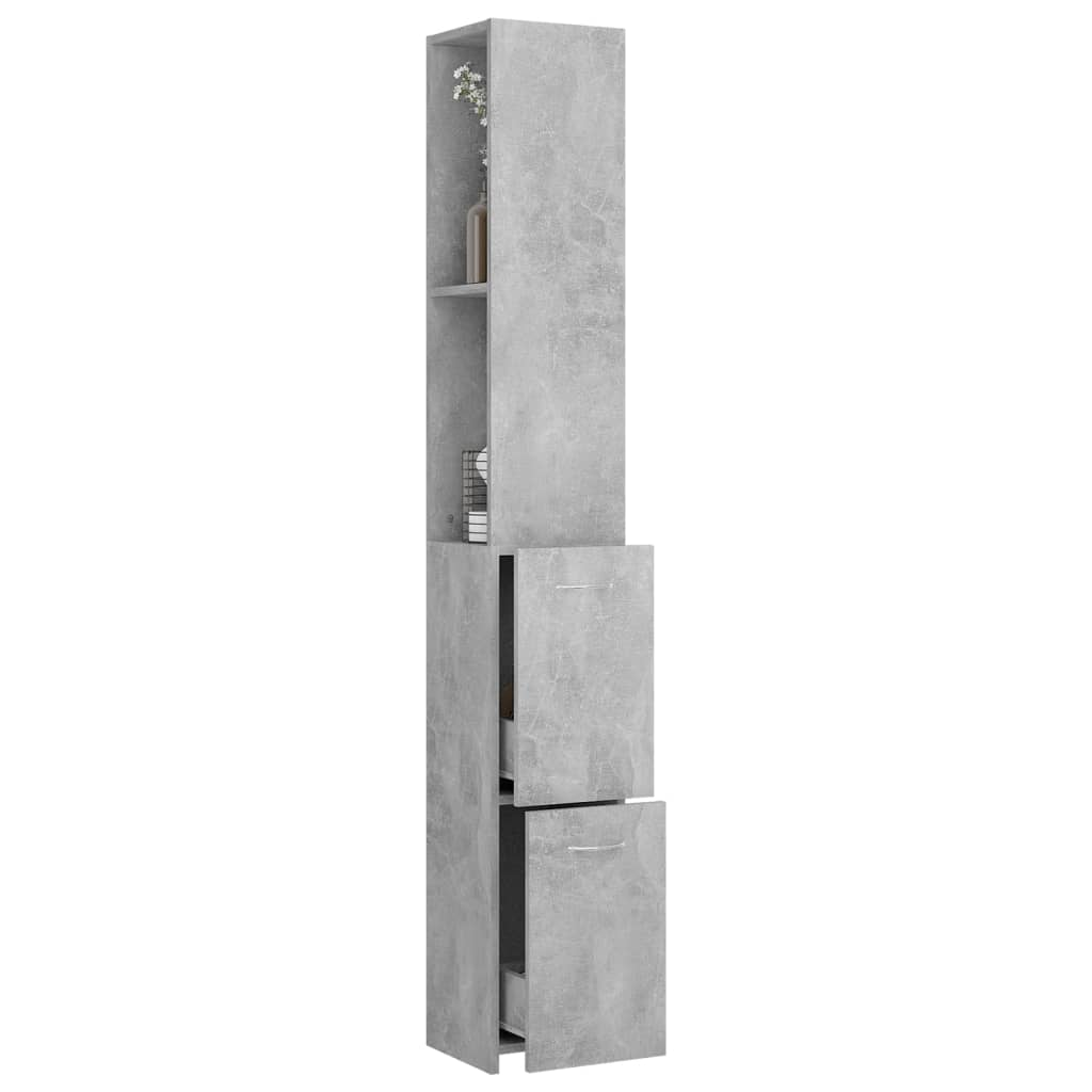 vidaXL Bathroom Cabinet Concrete Grey 25x26.5x170 cm Engineered Wood