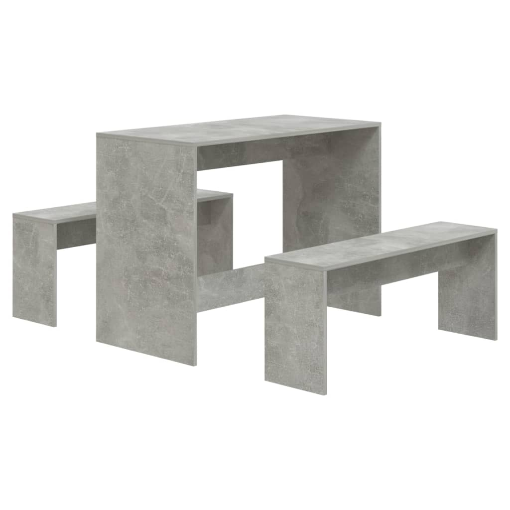 vidaXL 3 Piece Dining Set Concrete Grey Engineered Wood