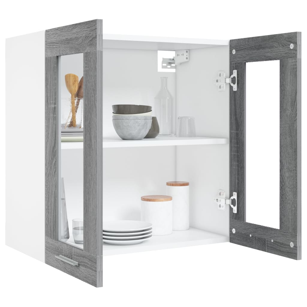 vidaXL Hanging Glass Cabinet Grey Sonoma 60x31x60 cm Engineered Wood