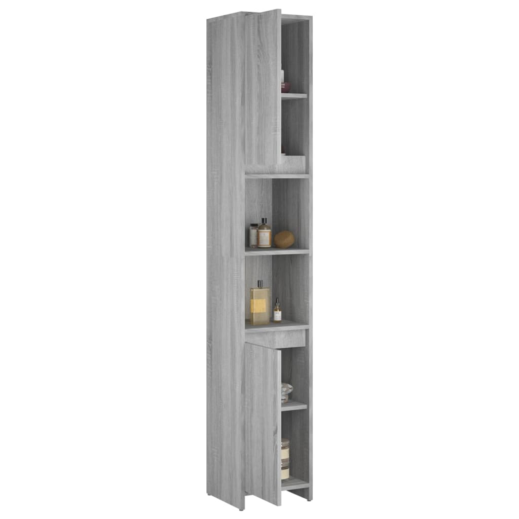 vidaXL Bathroom Cabinet Grey Sonoma 30x30x183.5 cm Engineered Wood