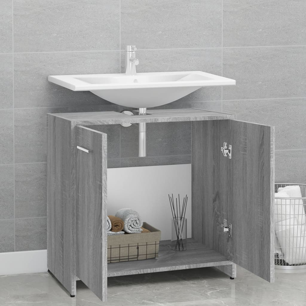 vidaXL Bathroom Cabinet Grey Sonoma 60x33x60 cm Engineered Wood