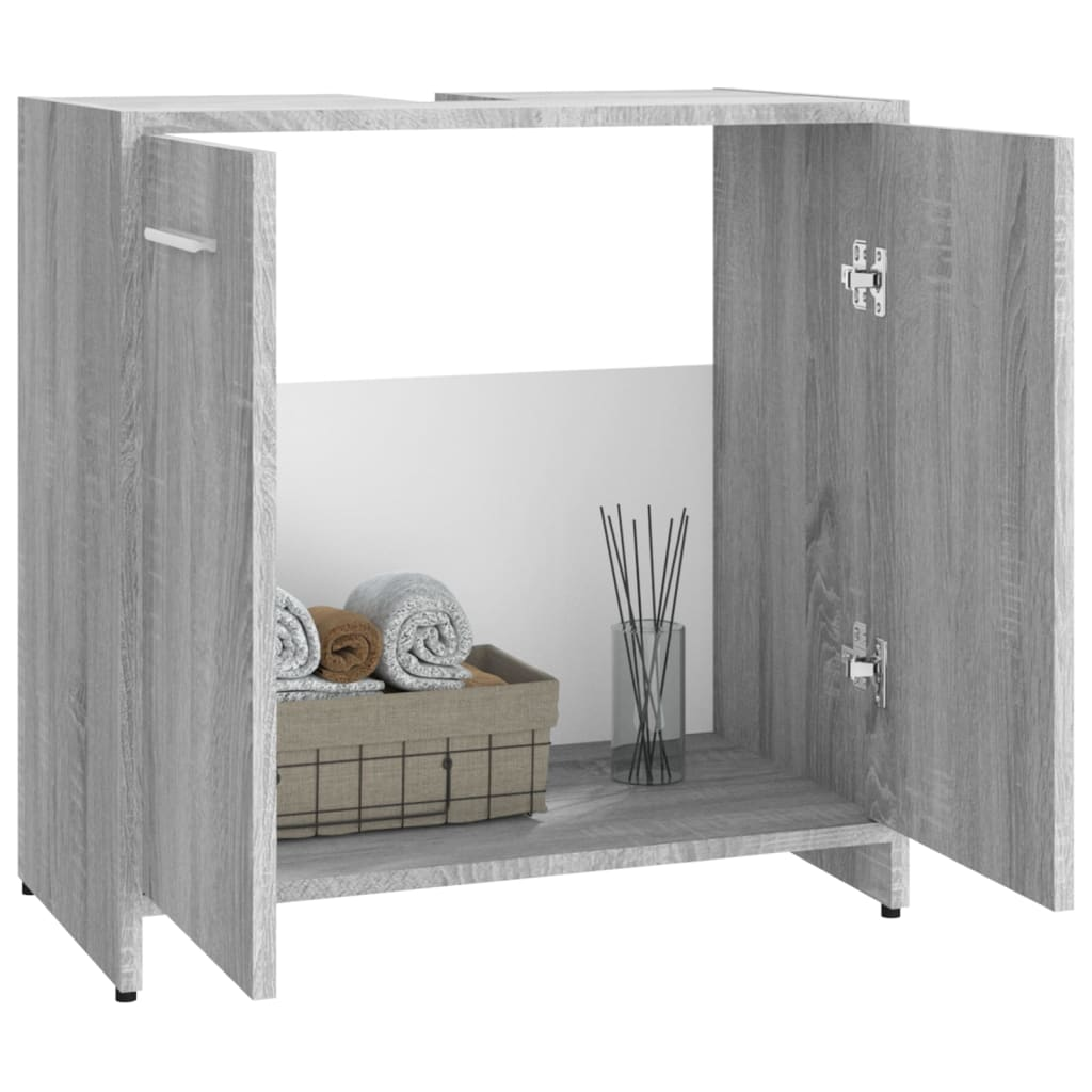 vidaXL Bathroom Cabinet Grey Sonoma 60x33x60 cm Engineered Wood