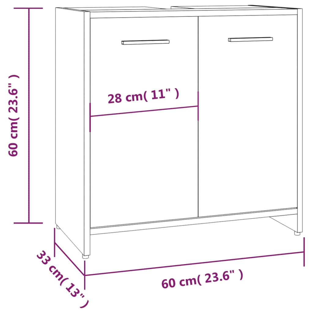 vidaXL Bathroom Cabinet Grey Sonoma 60x33x60 cm Engineered Wood