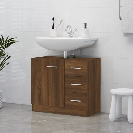 vidaXL Sink Cabinet Brown Oak 63x30x54 cm Engineered Wood