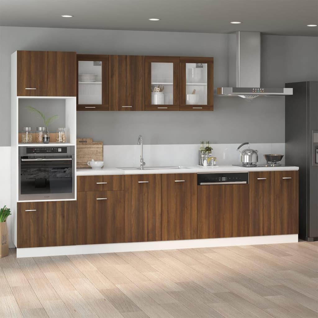 vidaXL Microwave Cabinet Brown Oak 60x57x207 cm Engineered Wood