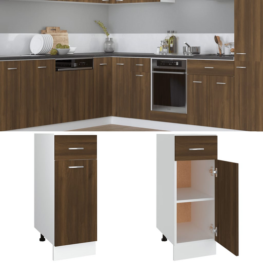 vidaXL Drawer Bottom Cabinet Brown Oak 30x46x81.5 cm Engineered Wood