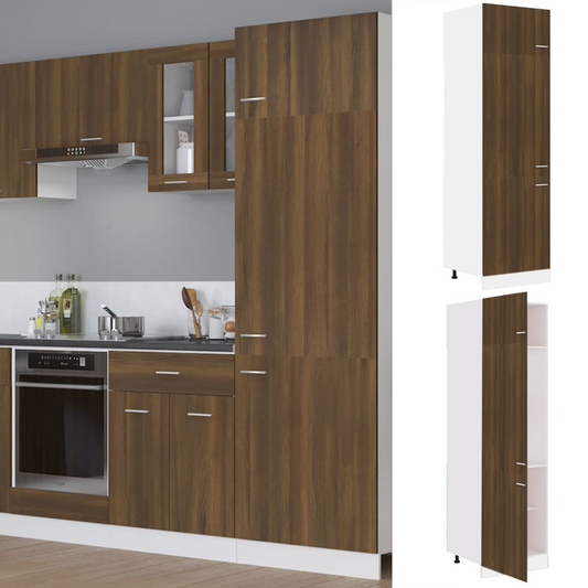 vidaXL Refrigerator Cabinet Brown Oak 60x57x207 cm Engineered Wood